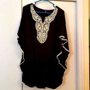 Black with white trim banded tunic